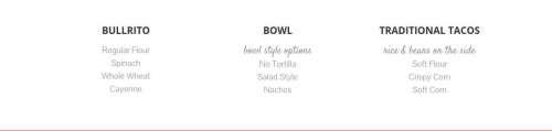 Bullritos menu in Pasadena, Texas, USA