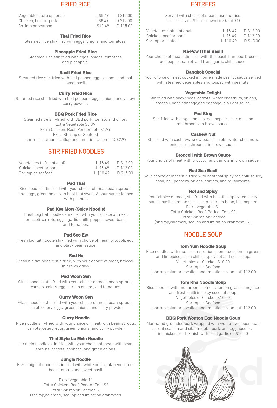 Best Thai menu in Frisco, Texas, USA