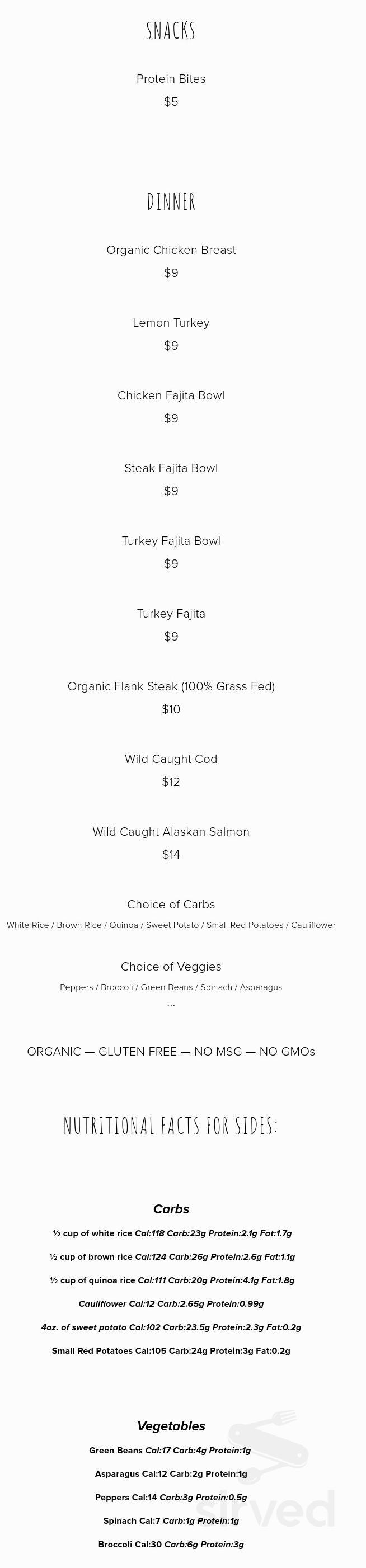 Simpli Nutritious menu in La Habra, California