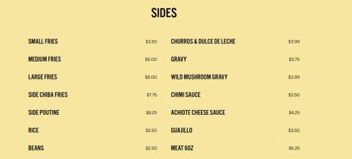 Menu for Sunny Chibas Fried Chicken Mexican Cantina in Squamish, BC ...