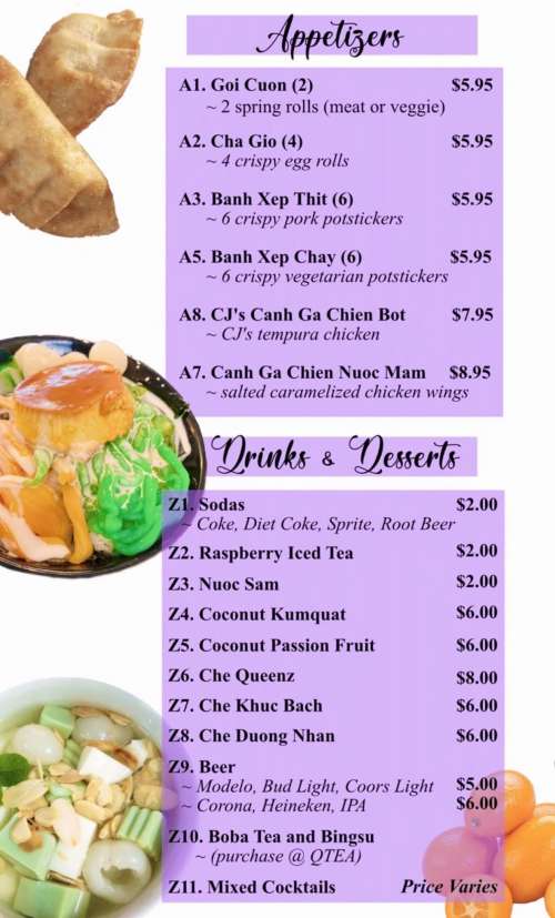 Queenz Asian Cuisine menu in Portland, Oregon, USA