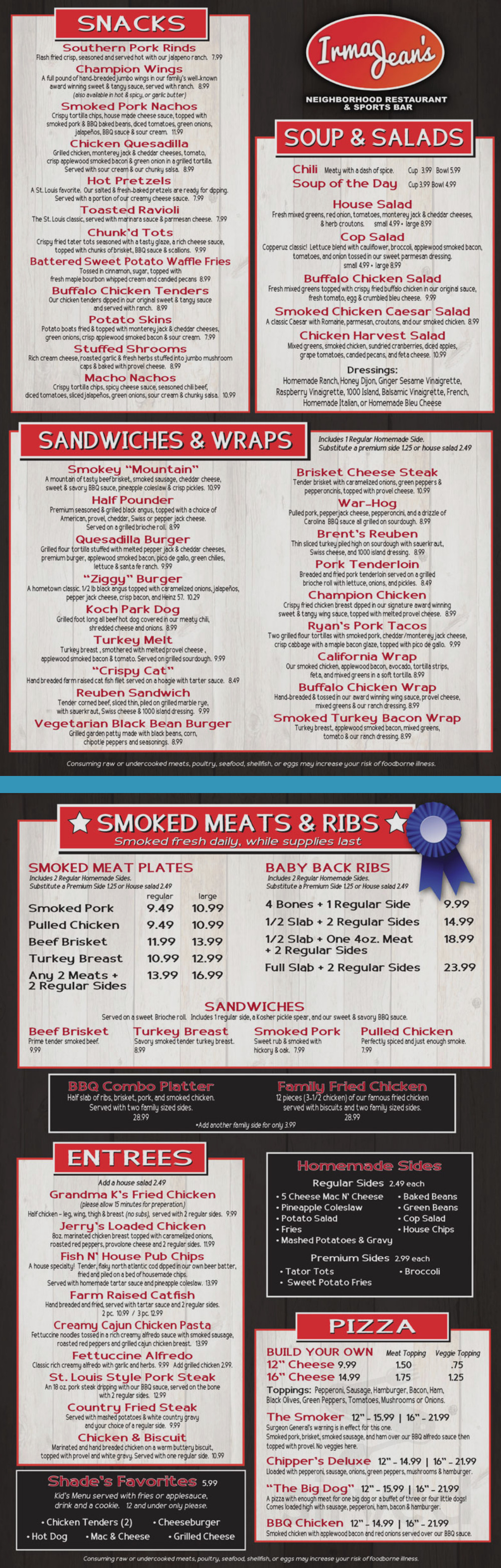 Irma Jean's Restaurant & Sports Bar menu in Florissant, Missouri, USA