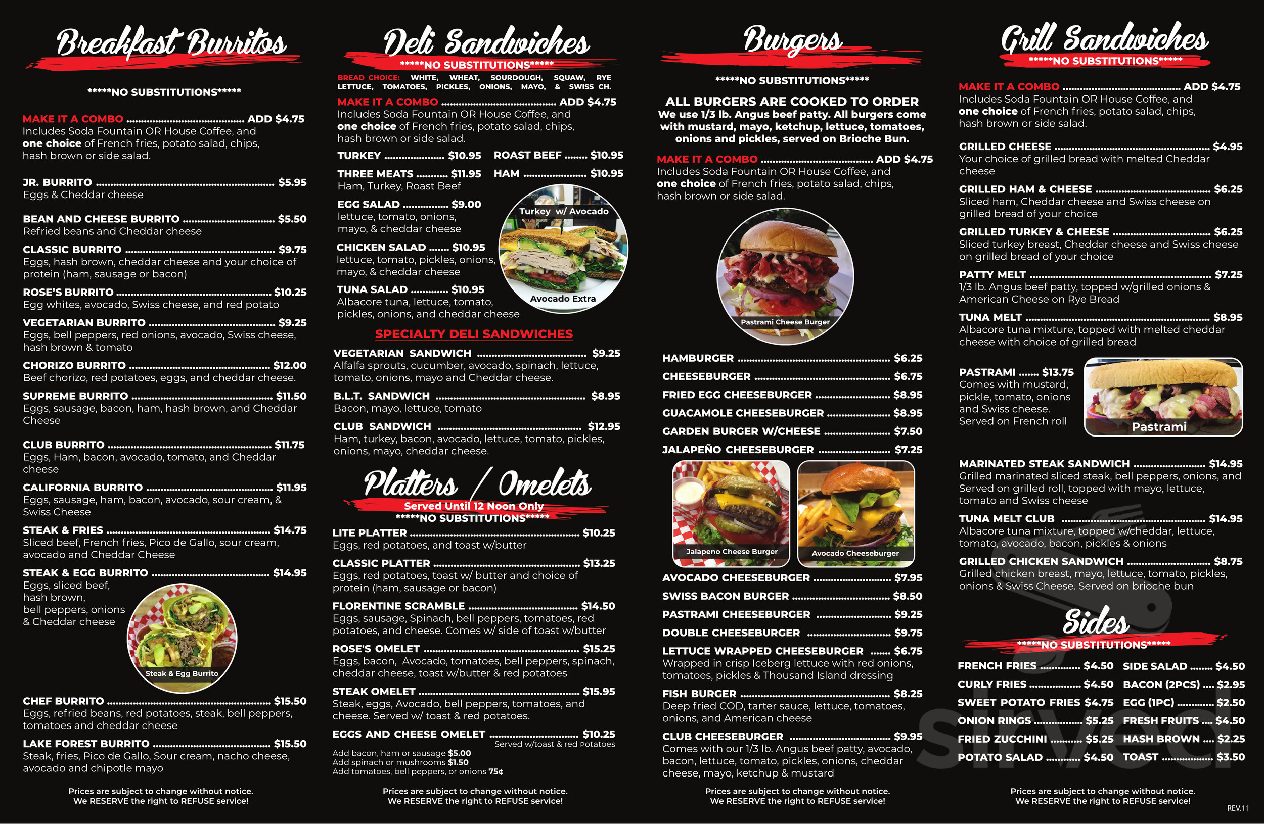Rose Cafe Lake Forest menu in Lake Forest, California, USA 