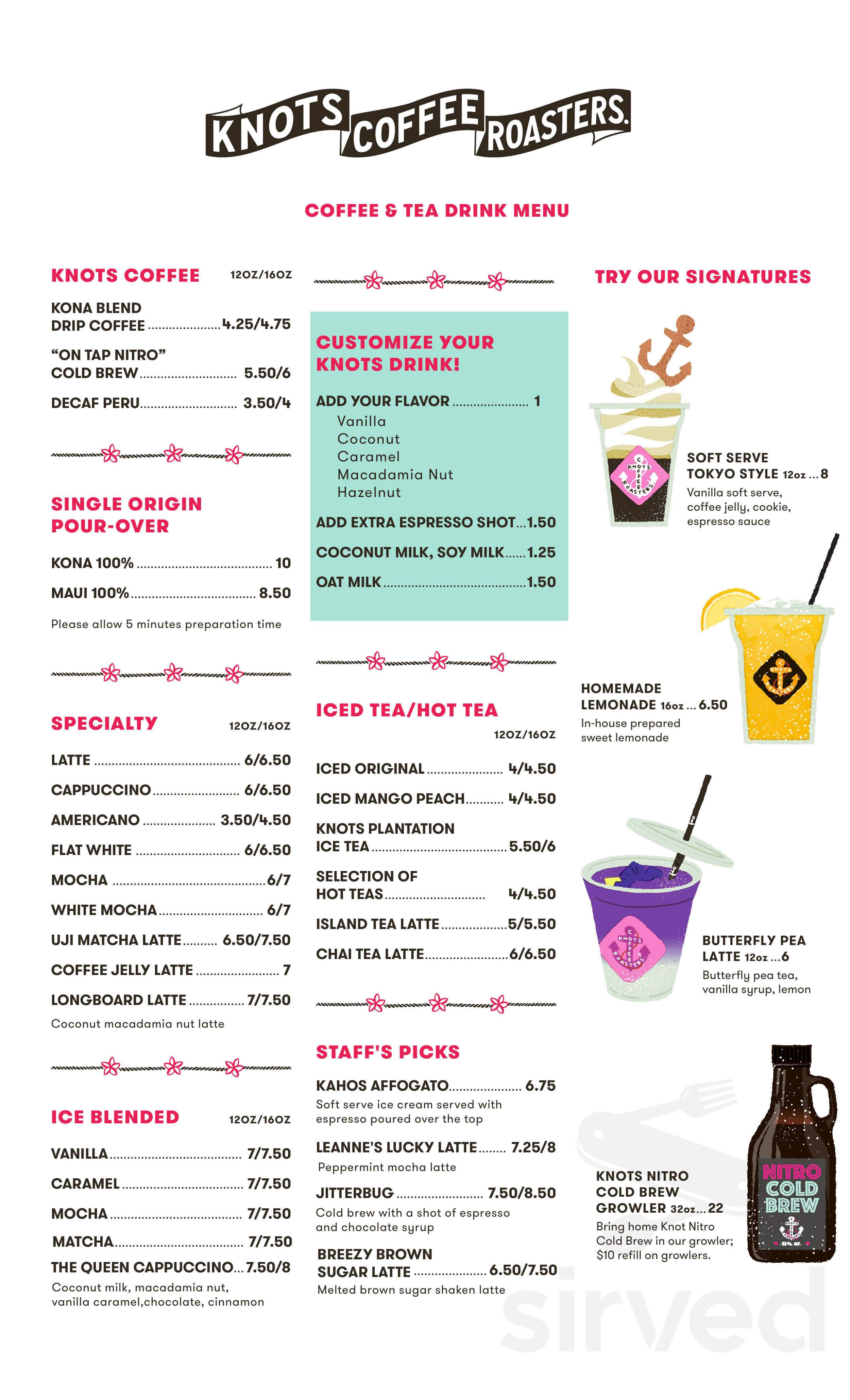 Knots Coffee Roasters. at Queen Kapiolani Hotel Waikiki / menus in