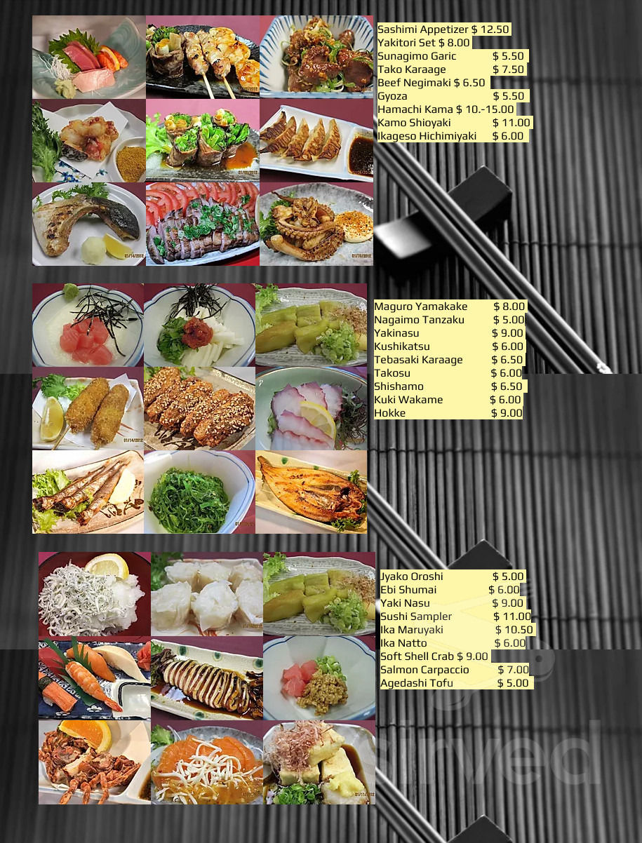 Tachibana Japanese Restaurant menu in Lexington, Kentucky, USA