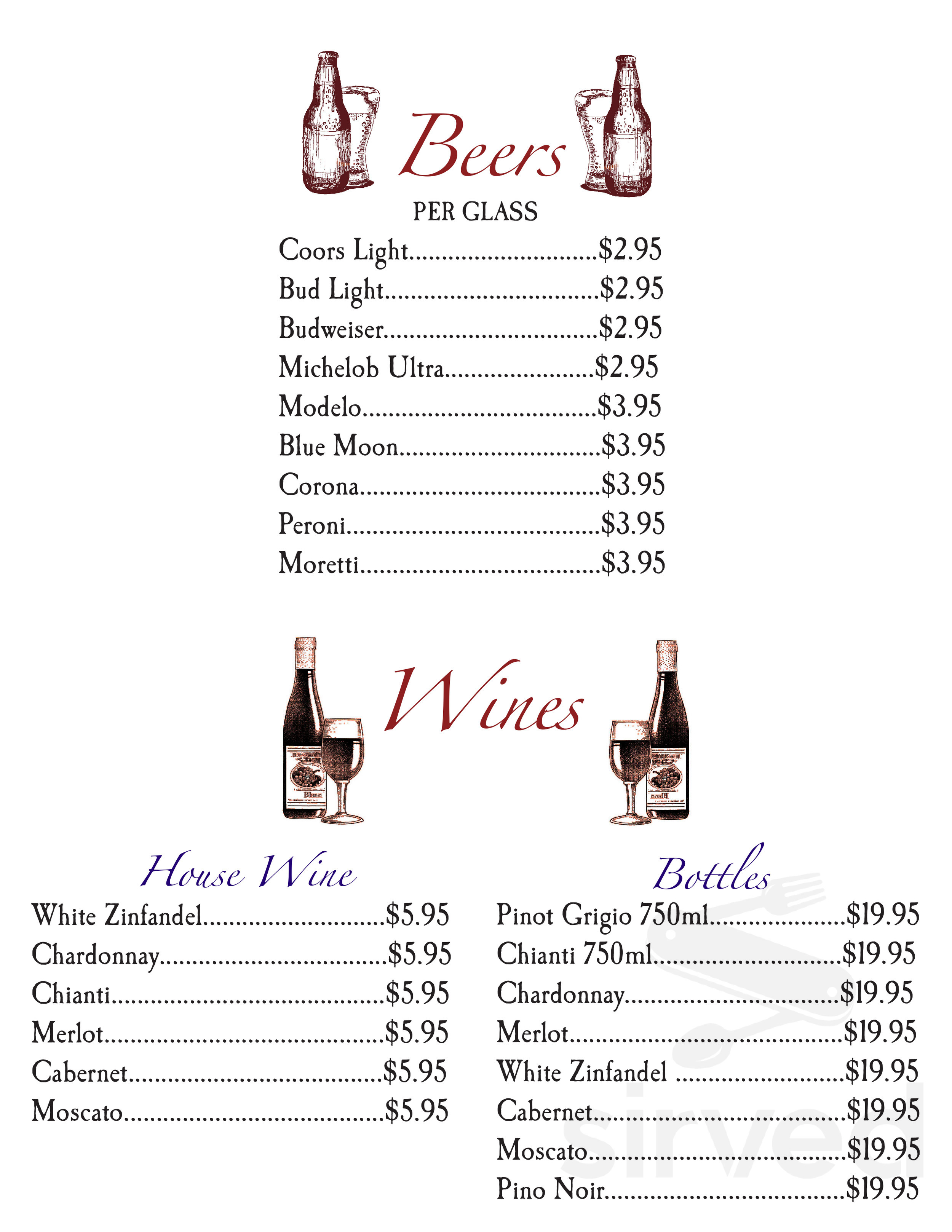 Roma's Italian Restaurant menu in Guthrie, Oklahoma, USA