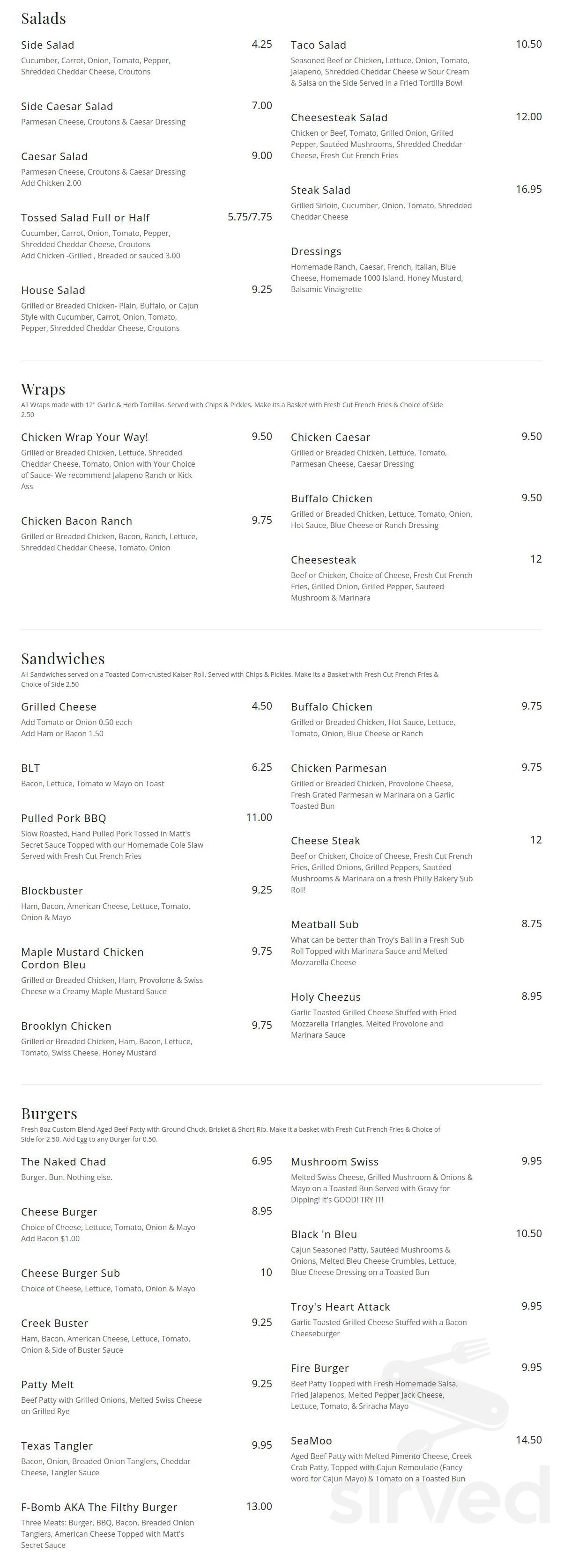 Shermans Creek Inn menu in Shermans Dale, Pennsylvania, USA