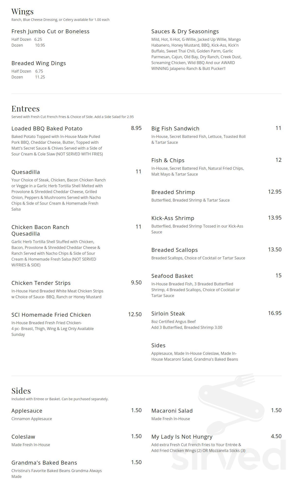 Shermans Creek Inn menu in Shermans Dale, Pennsylvania, USA