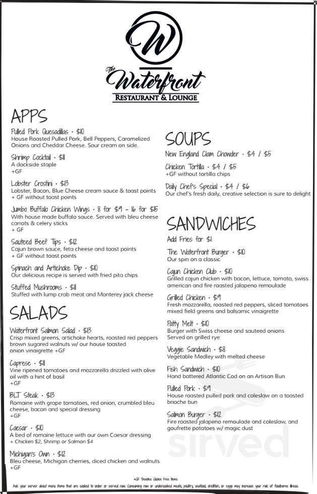 The Waterfront Wyandotte menu in Wyandotte, Michigan, USA