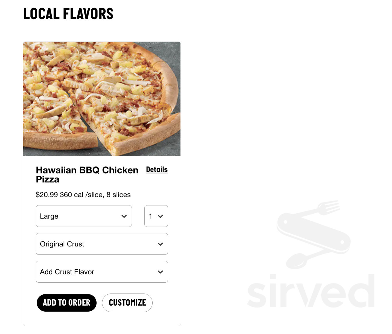 Menu - Calgary AB's Papa John's Pizza | Sirved