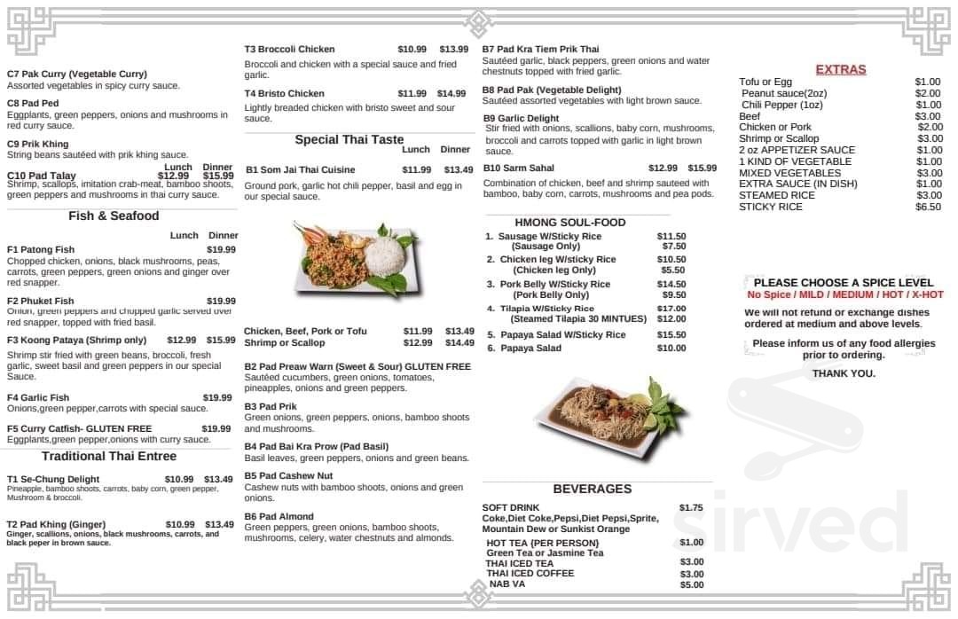 Som Jai Thai Cuisine menu in Warren, Michigan, USA