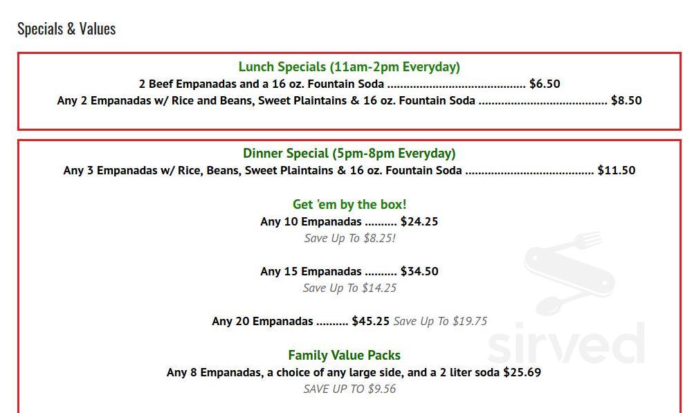 Island Empanada menu in Oakdale, New York, USA