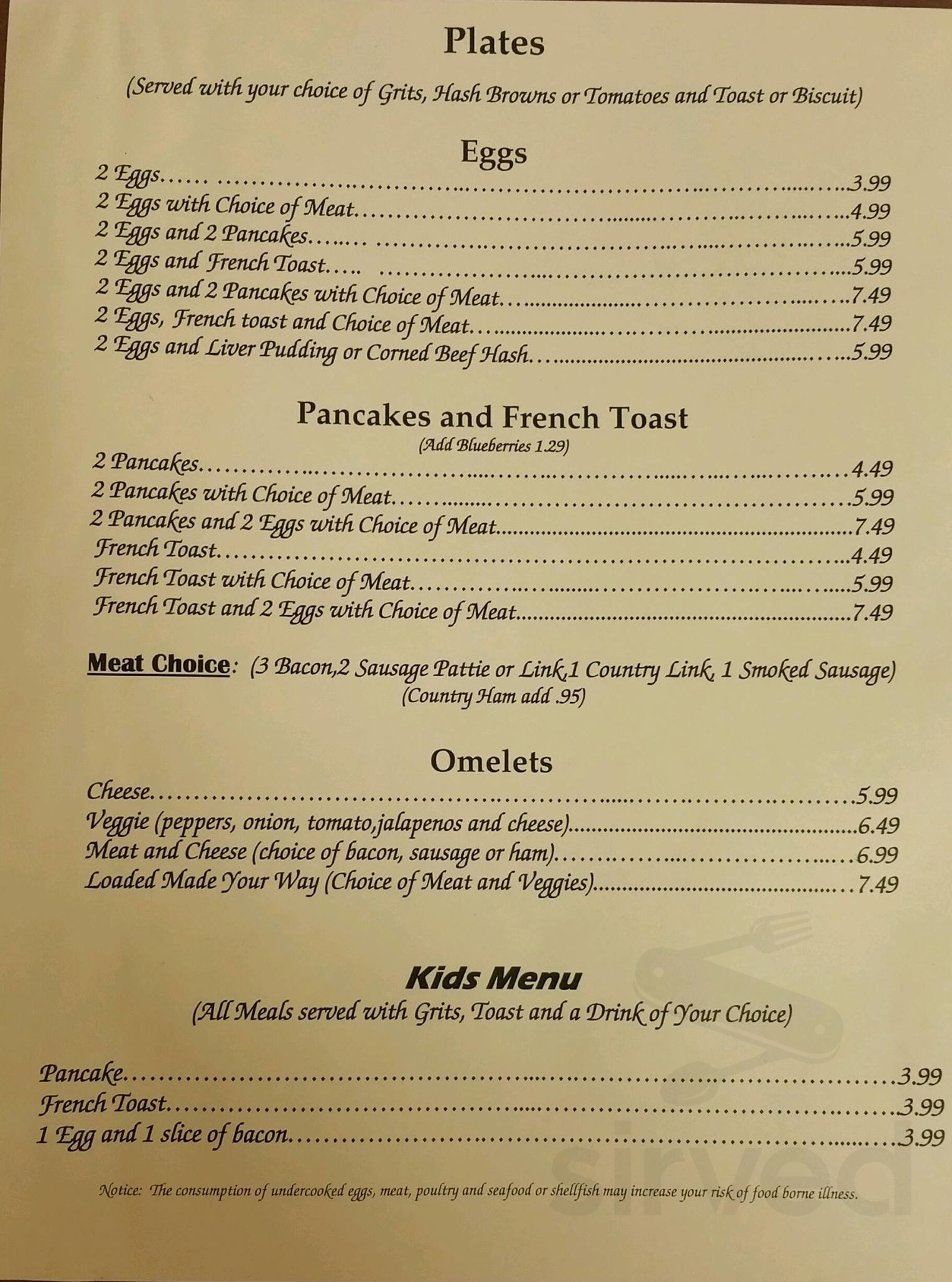 Freshway Cafe' menu in Rocky Point, North Carolina, USA