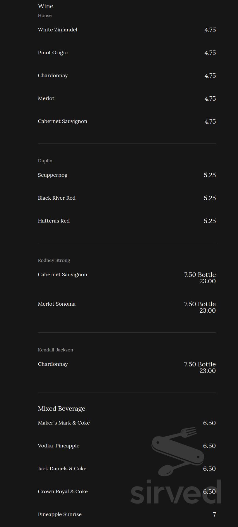 Ted's Charcoal Steakhouse menus in Clinton, North Carolina, United States