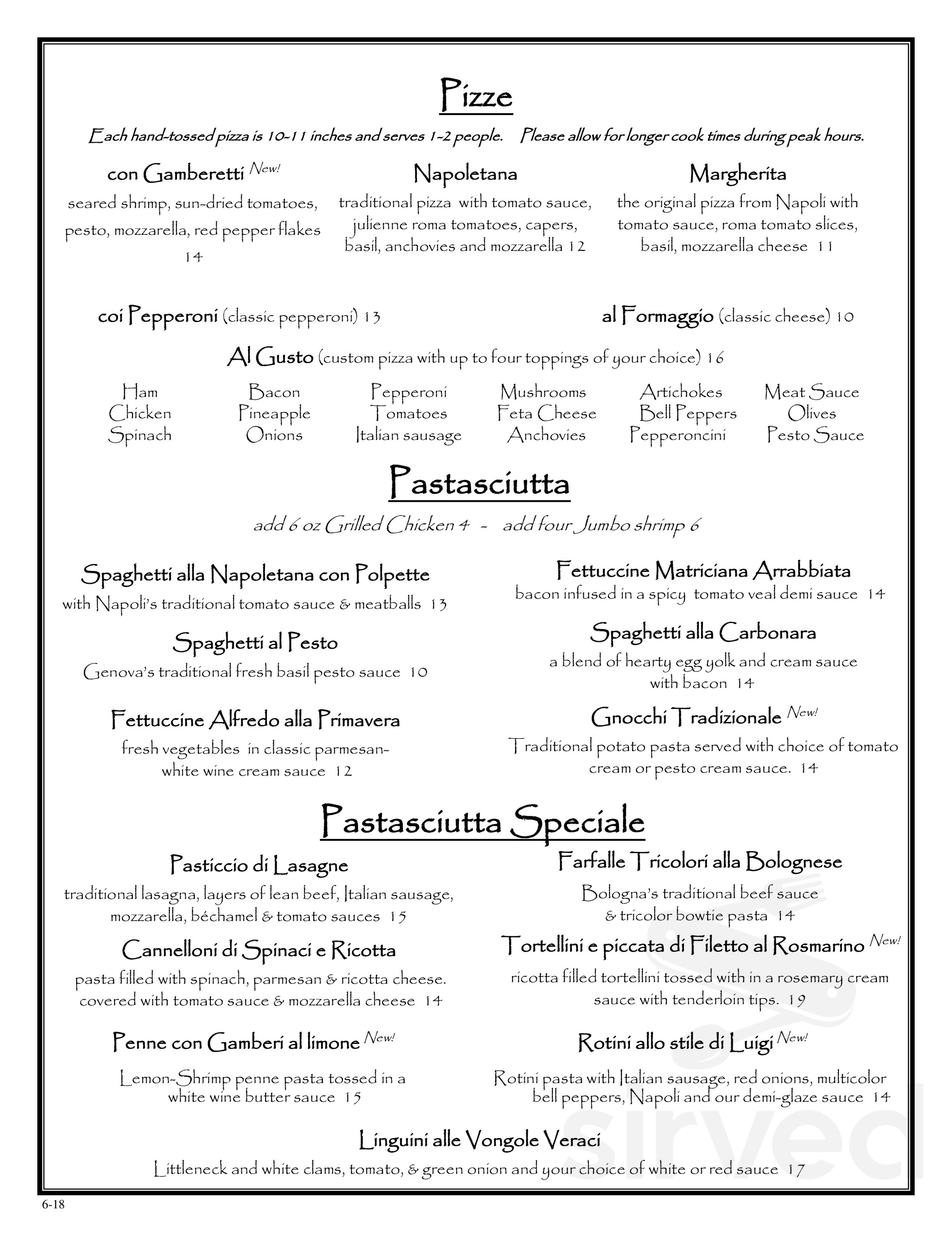 Luigi's Patio Ristorante menu in College Station, Texas, USA