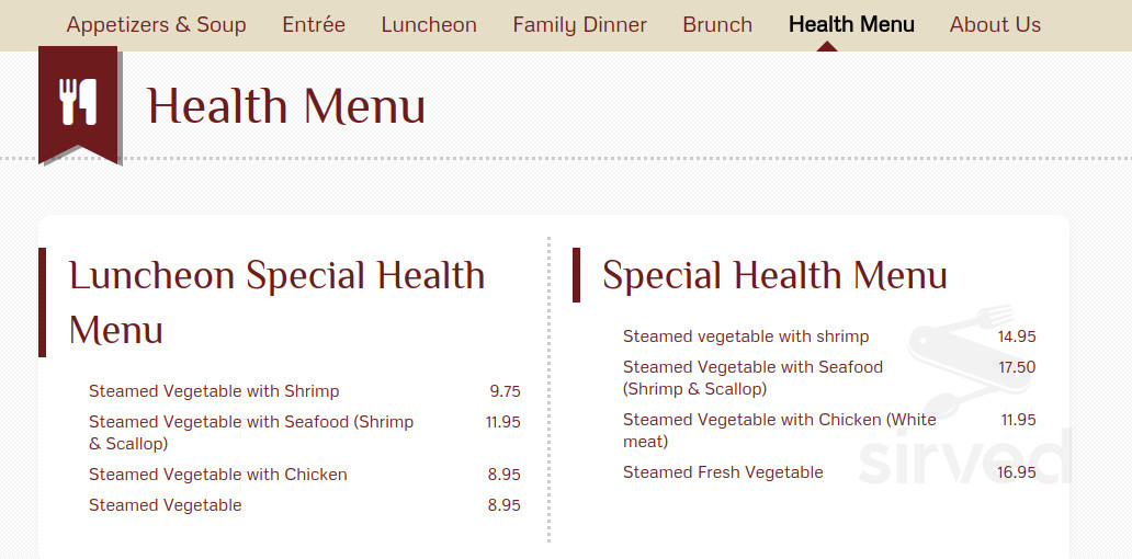 New Mandarin Garden healthy menu in San Clemente, California