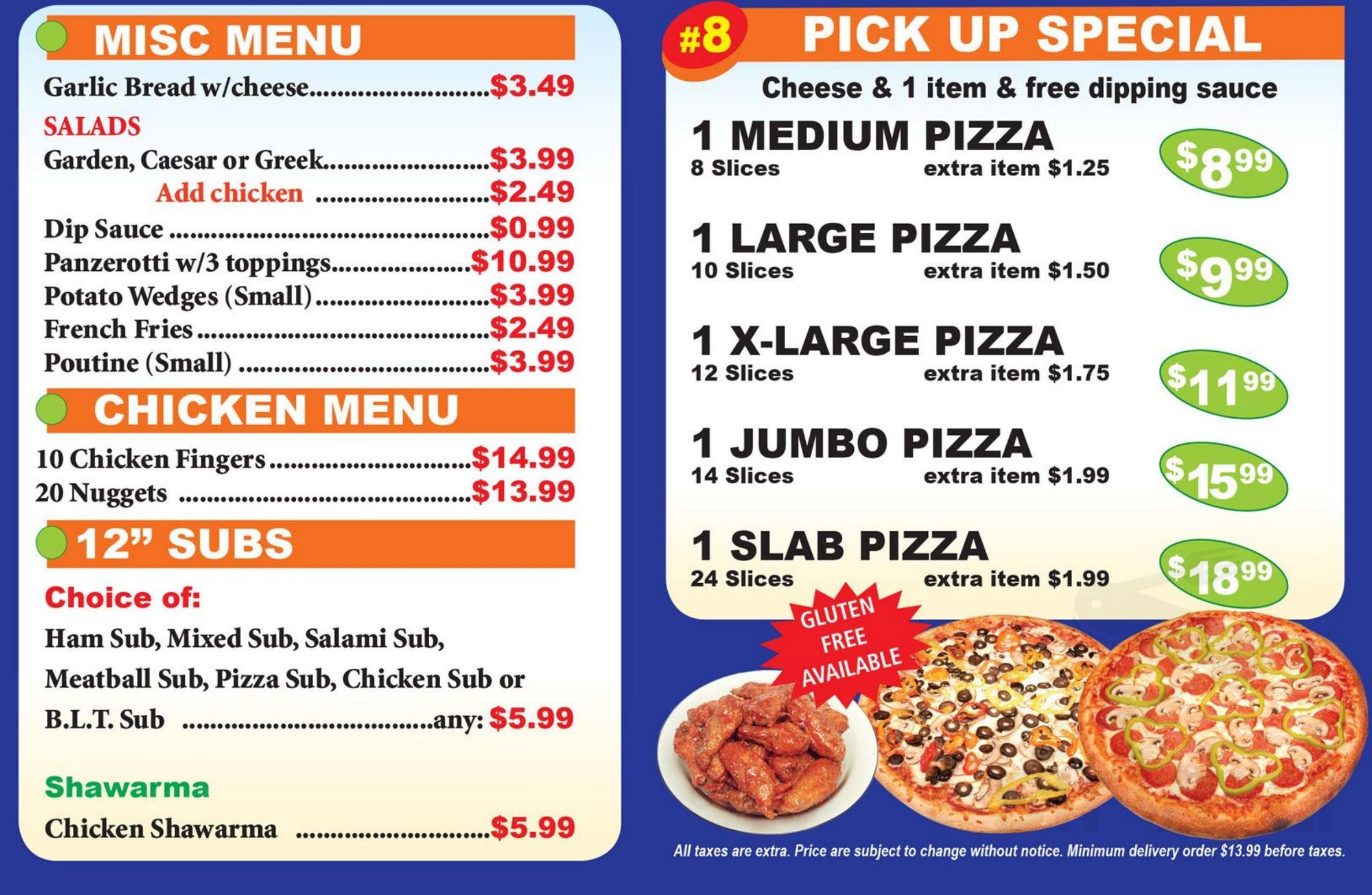Royal Pizza & Wings menu in Hamilton, Ontario