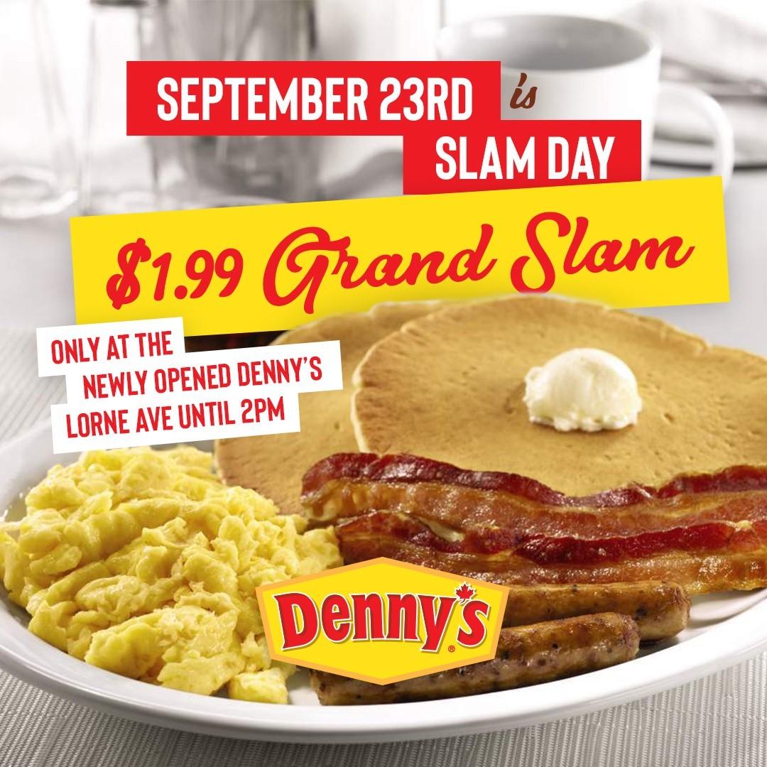 Denny's menu in Calgary, Alberta, Canada
