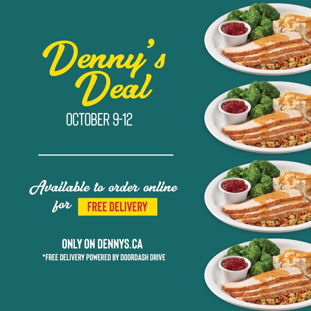 Denny's menu in Calgary, Alberta, Canada