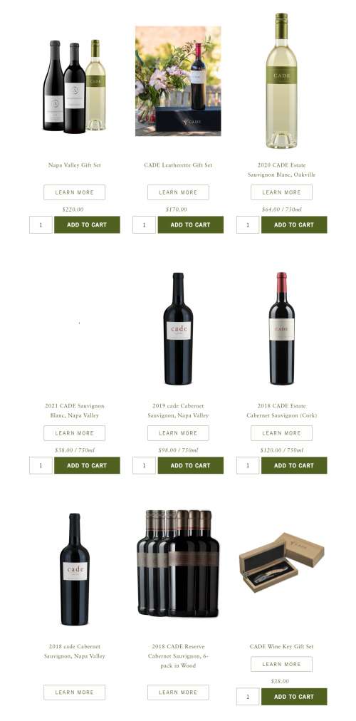 CADE Estate Winery menu in Angwin, California, USA