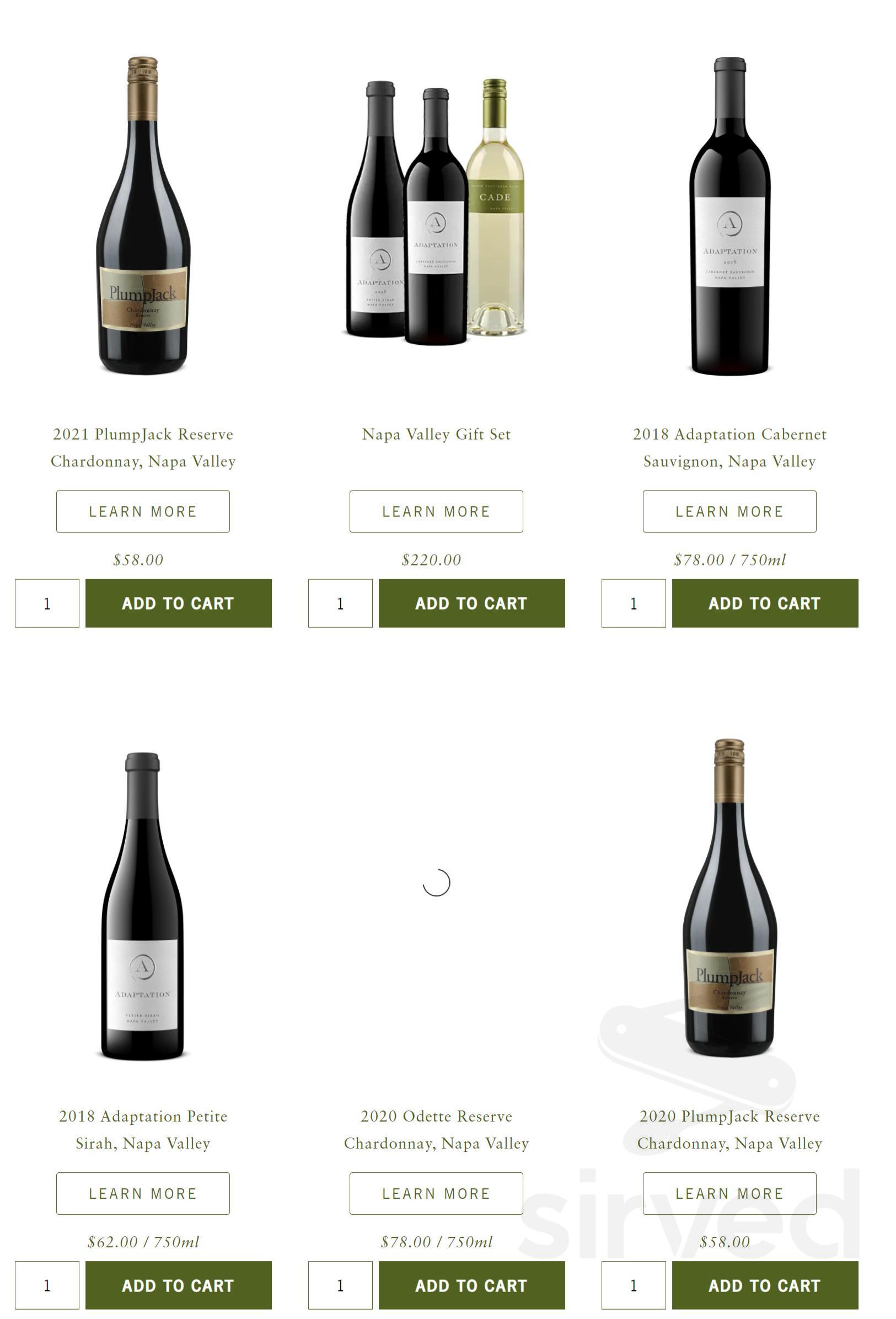 CADE Estate Winery menu in Angwin, California, USA