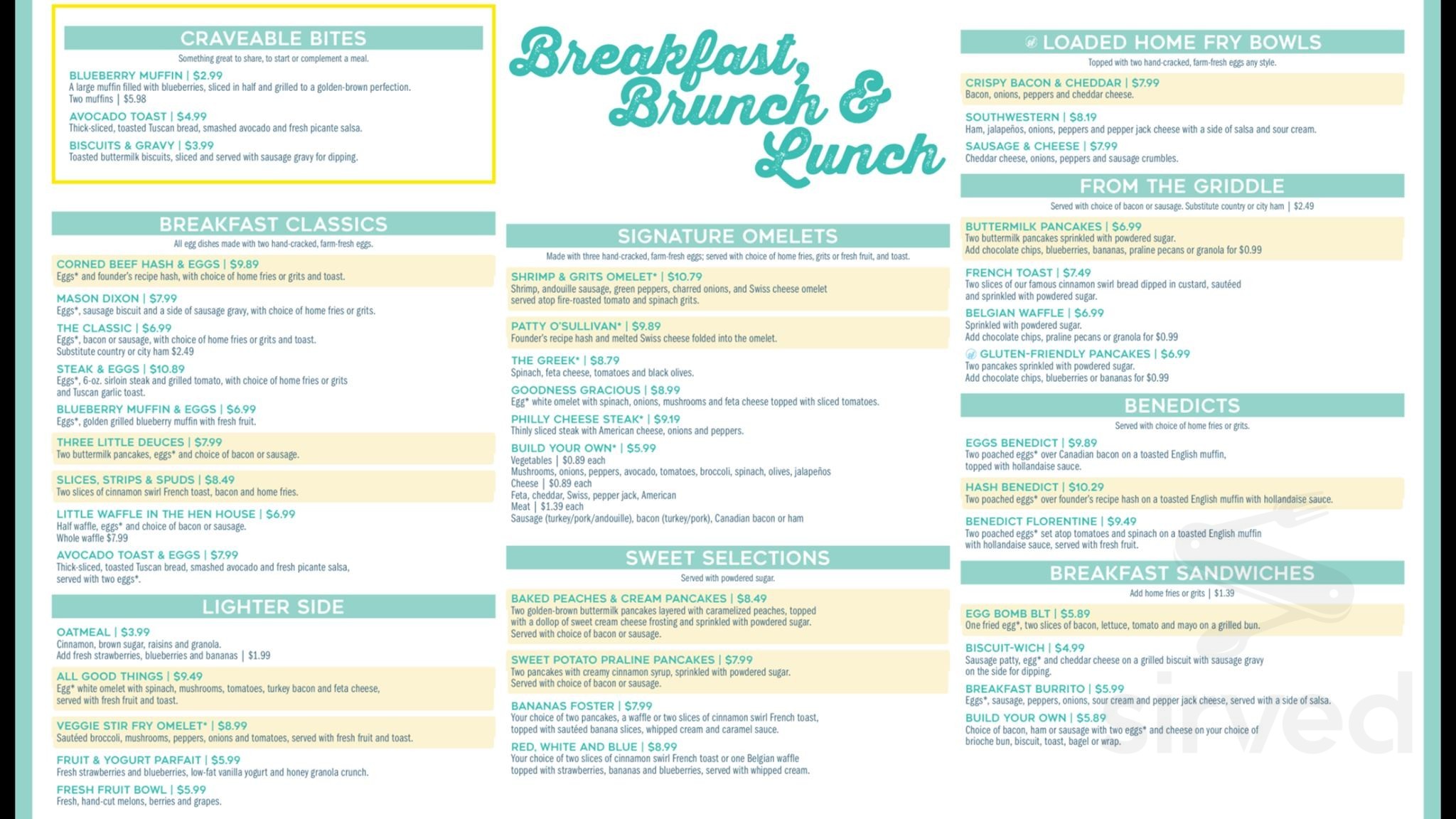 Eggs Up Grill menu in Camden, South Carolina, USA
