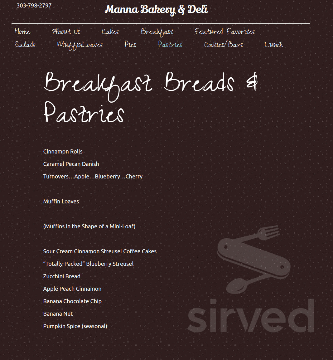 Manna Bakery & Deli menu in Littleton, Colorado, USA