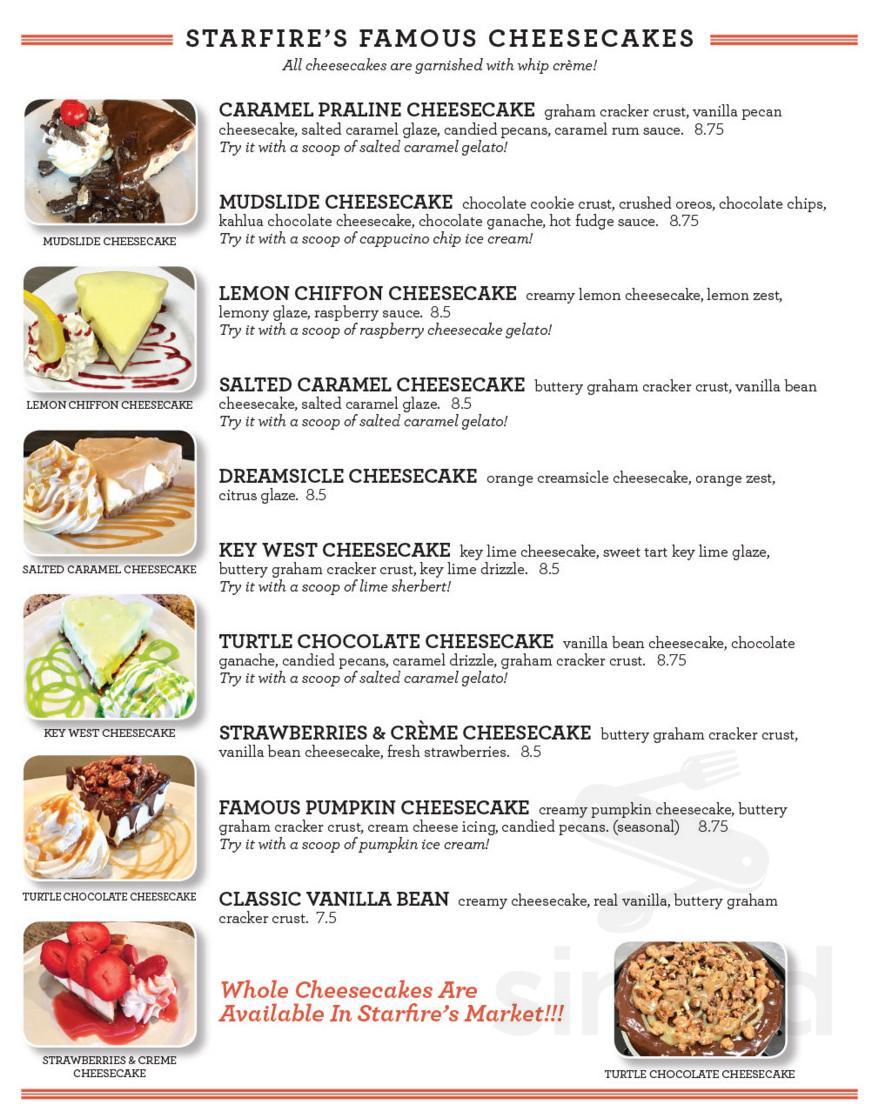 Starfire Grill menu in Florence, South Carolina, USA