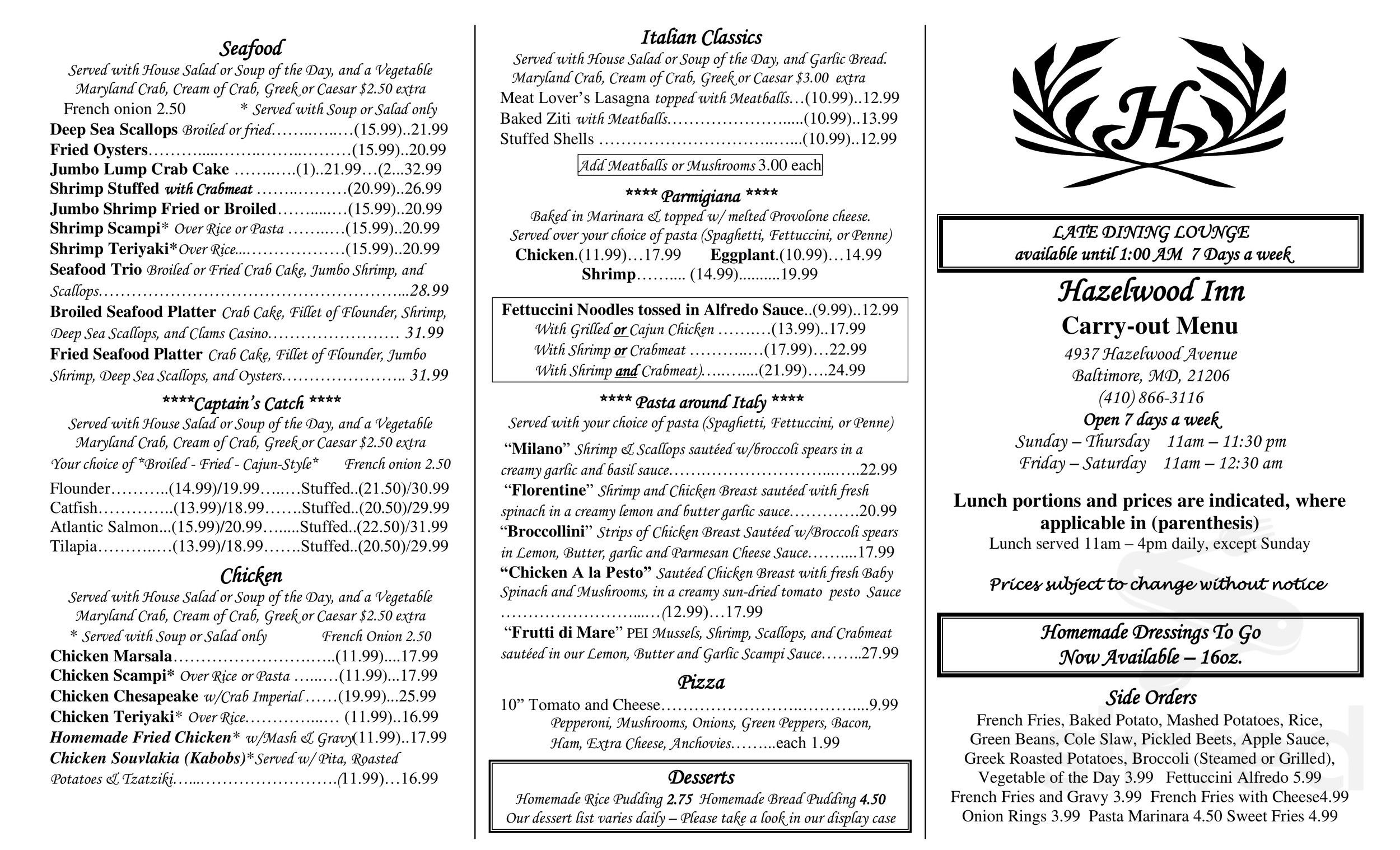 Hazelwood Inn Food Menu: A Culinary Journey