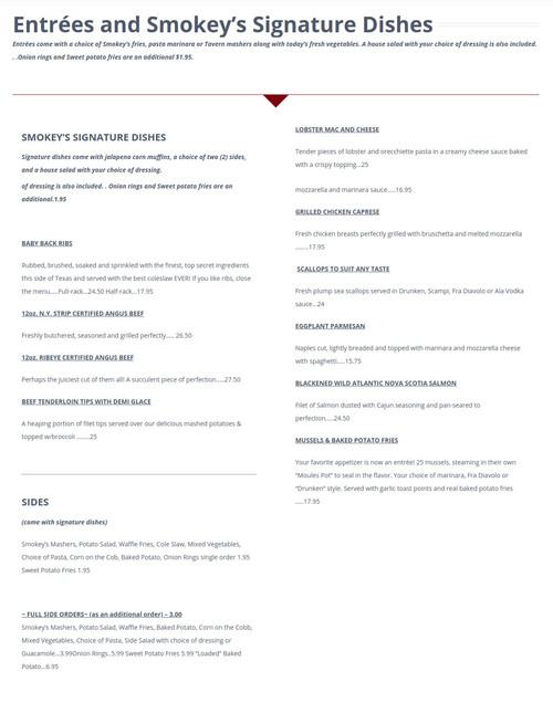 The Glenwood (formerly Smokey's Tavern) menu in Vernon Township, New