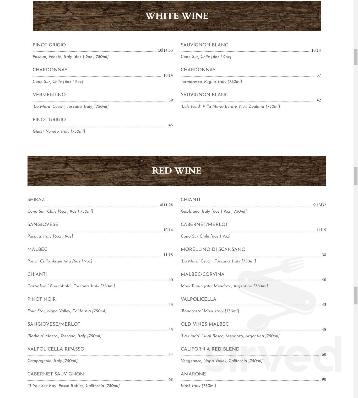 The Stump Tavern menu in Cochrane, Alberta, Canada