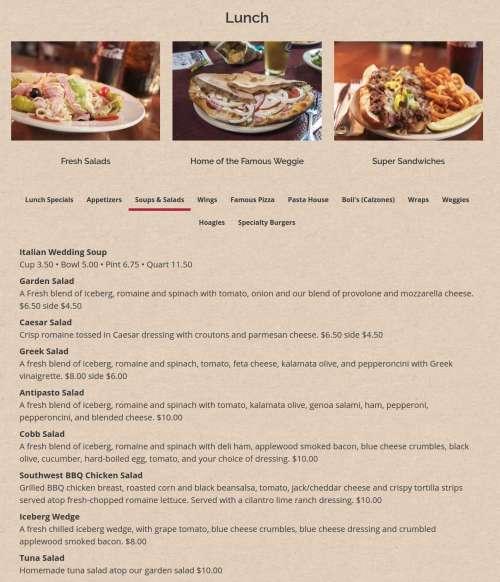 Giuseppi's Pizza & Pasta House Shelter Cove menu in Hilton Head Island, South Carolina, USA
