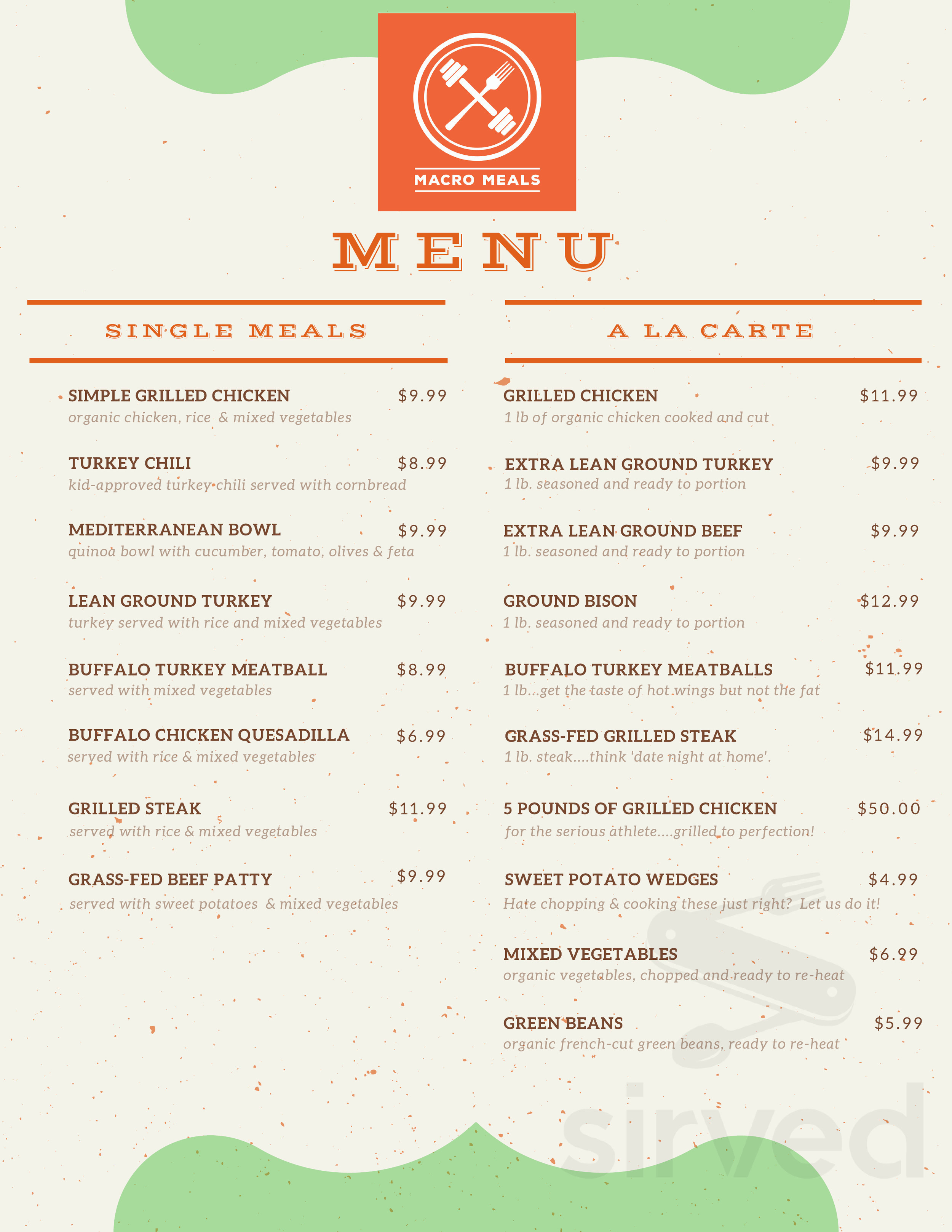 Macro Meals menu in Bartlesville, Oklahoma