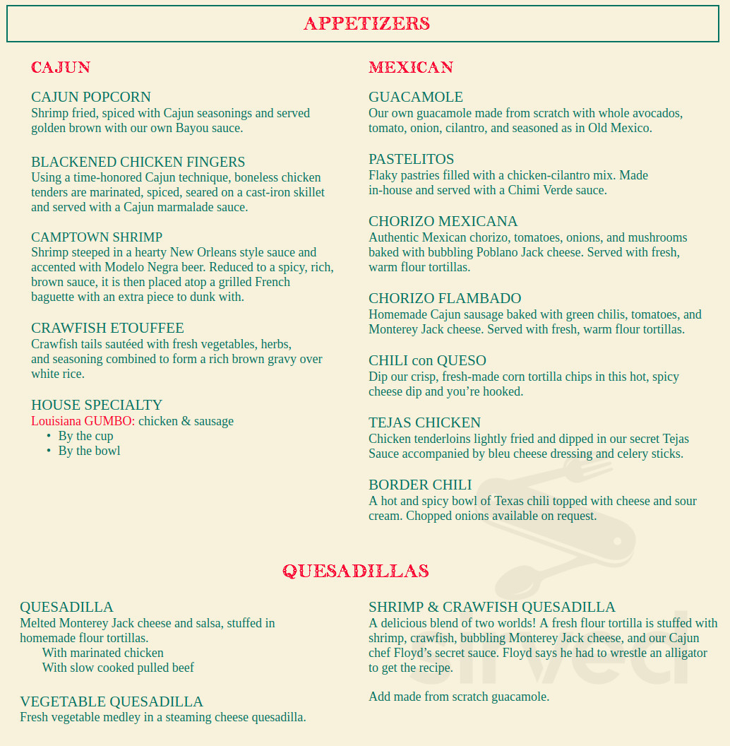 Border Cafe menu in Burlington, Massachusetts, USA