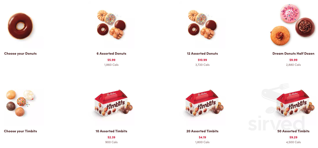 Tim Hortons menu in Enderby, British Columbia