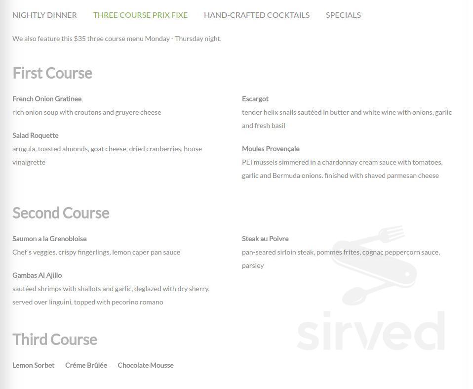 Voila! menu in Norfolk, Virginia, USA