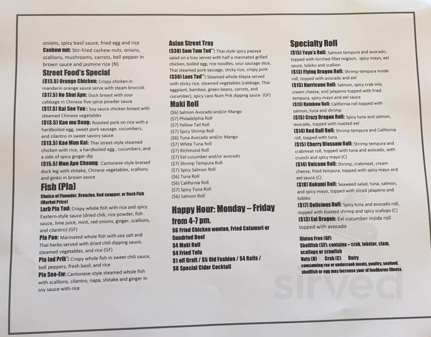 YaYas Cookbook menu in Henrico, Virginia, USA