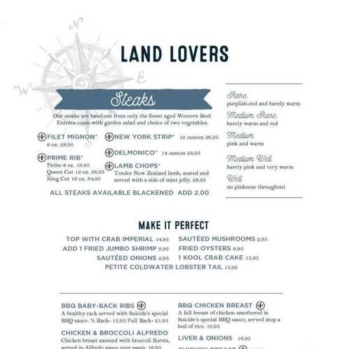 Suicide Bridge Restaurant menu in Hurlock, Maryland, USA