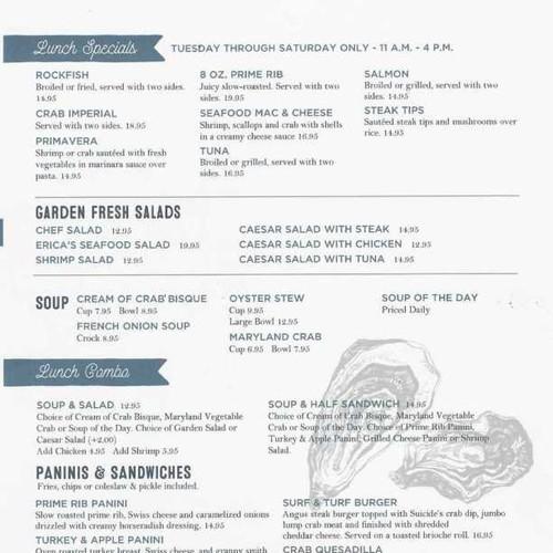 Suicide Bridge Restaurant menu in Hurlock, Maryland, USA