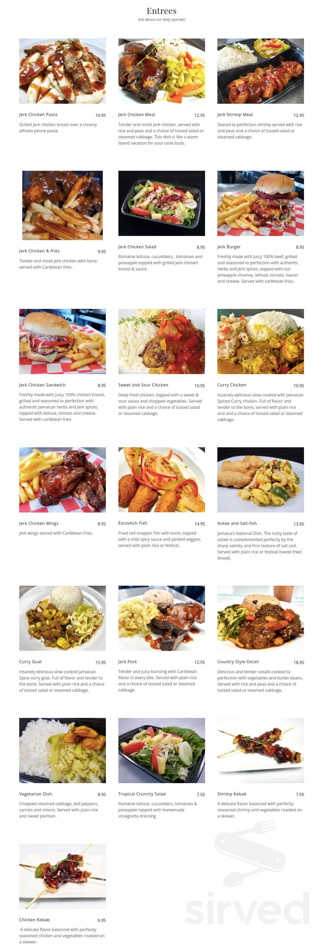 Caribbean Jerk Crusine Restaurant & Food Truck menu in Conway, South