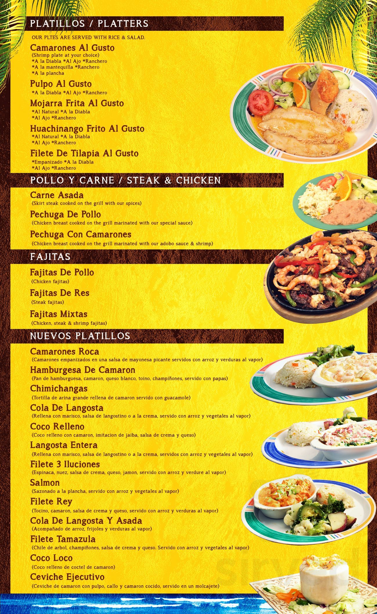 Las Islas Bar and Grill menu in Chicago, Illinois, USA