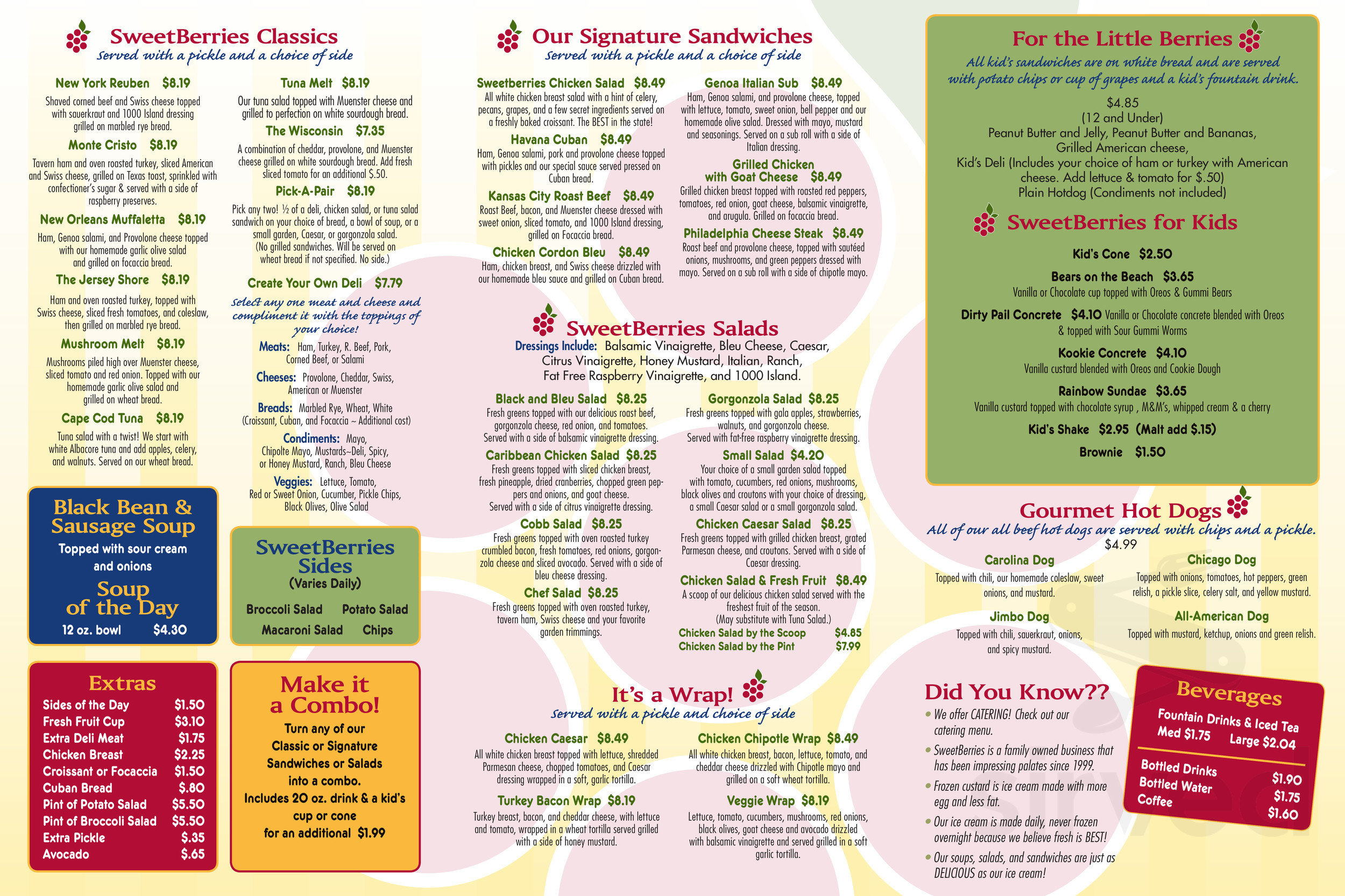 Menu - Bradenton FL's Sweetberries Frozen Custard & Eatery | Sirved