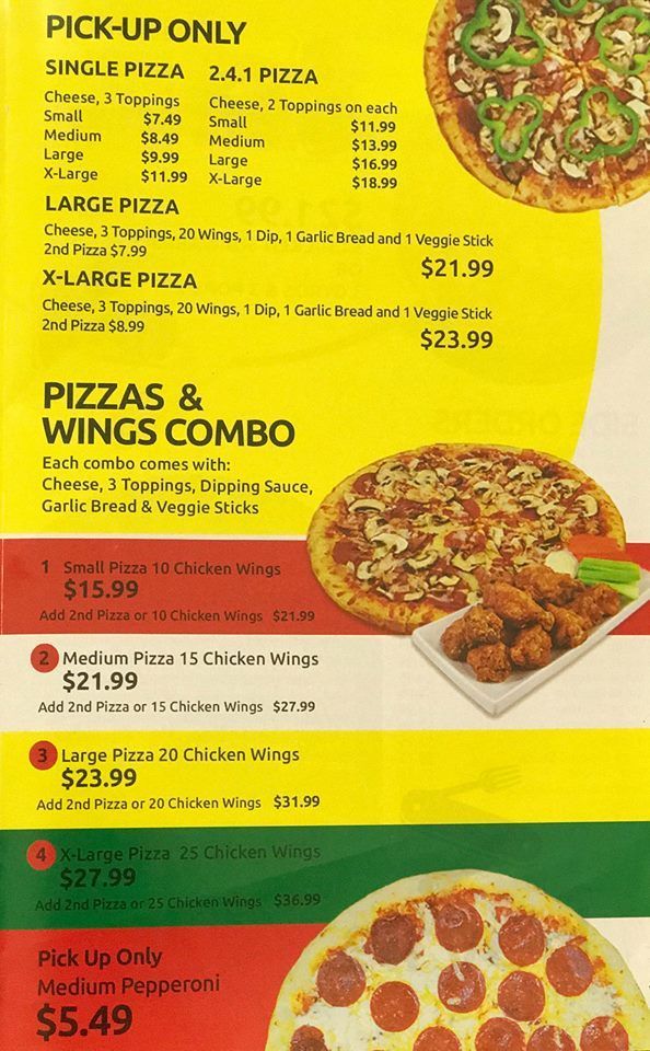National Pizza Place menu in Hamilton, Ontario