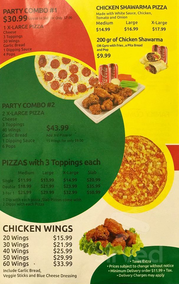 National Pizza Place menu in Hamilton, Ontario