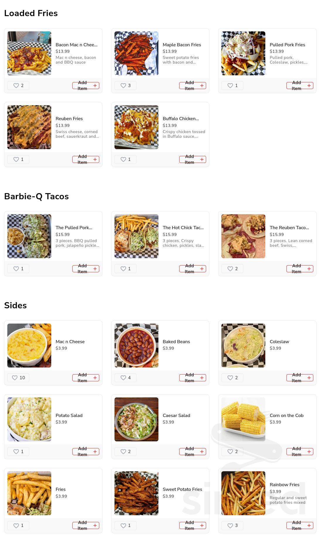 Barbie-Q menu in Encino, California, USA