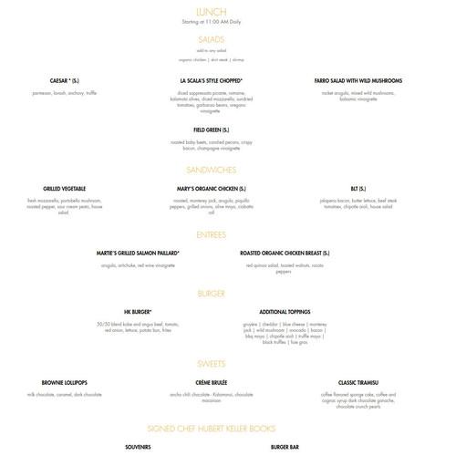 Fleur menu in Las Vegas, Nevada, USA