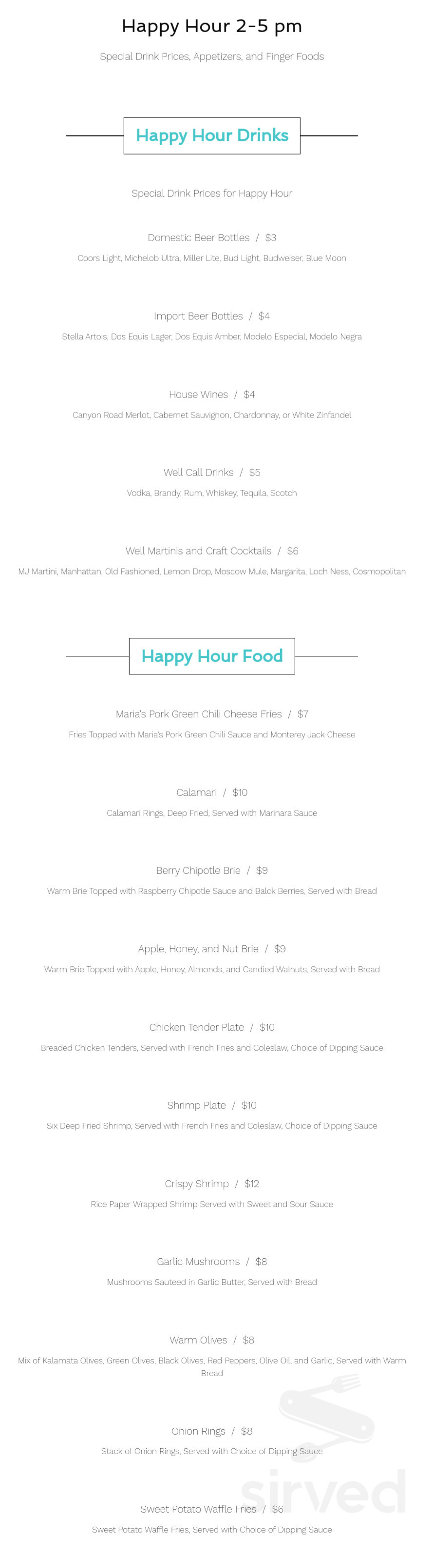 Maria's The Gathering Place menus in Green Valley, Arizona, United States