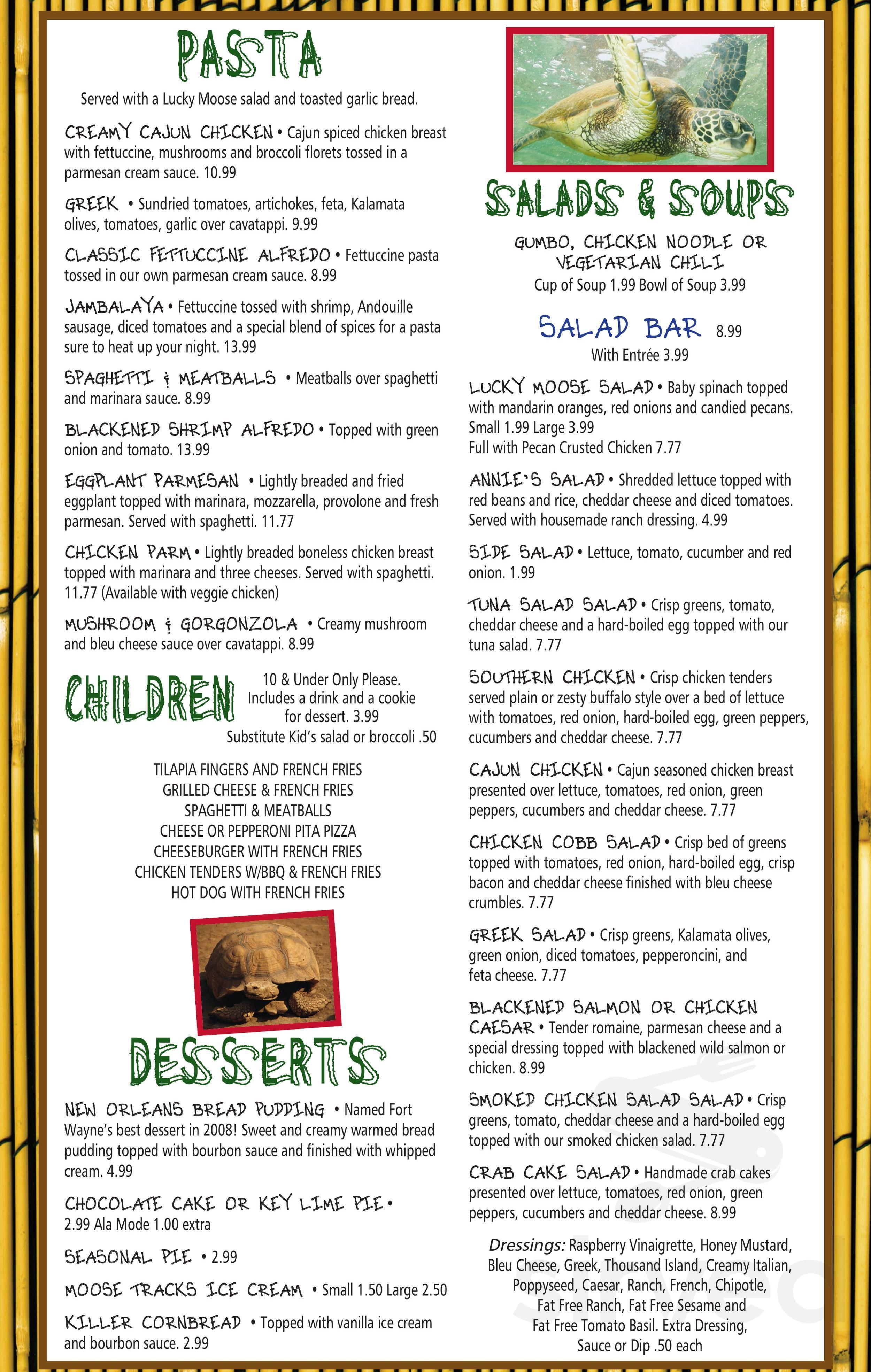The Lucky Turtle Grill menus in Fort Wayne, Indiana, United States