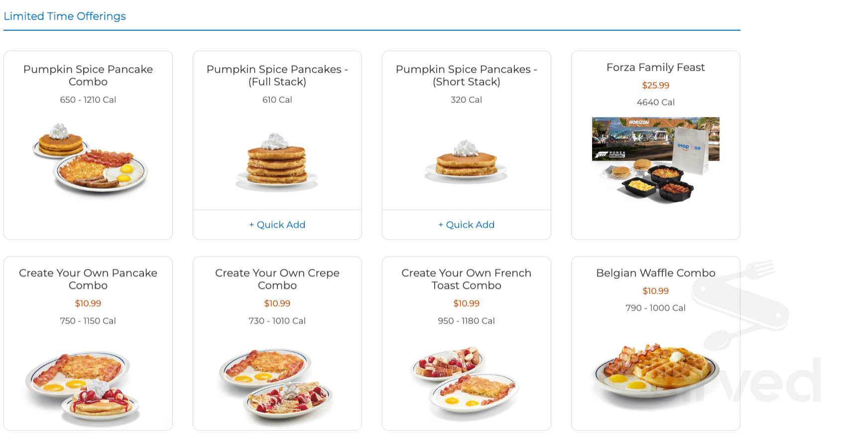 Menu for IHOP Beaumont TX Sirved