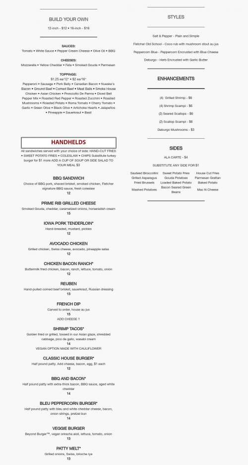 The Fletcher Full Service Kitchen + Bar menu in Ankeny, Iowa, USA